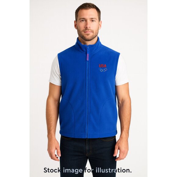 Team USA USOC Royal Blue Fleece Vest Men's Large Full Zip Embroidered Outdoor - Picture 3 of 12